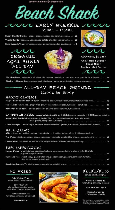 Magics beach grill menu